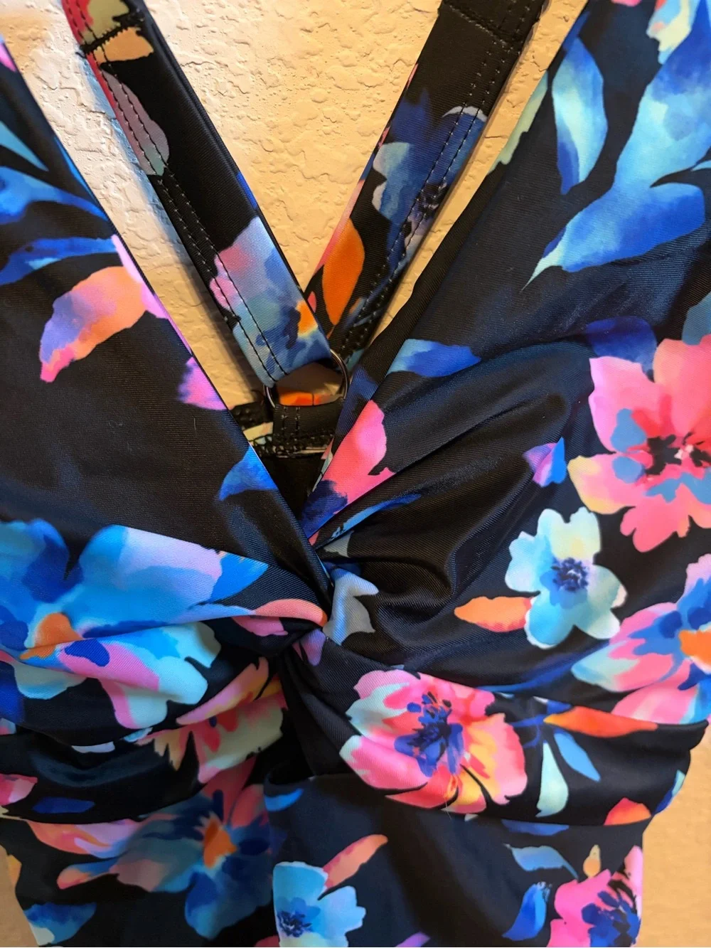 Women Navy Floral One-Piece Swimsuit